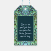 Elegant Aqua Peacock Feathers Wedding Favor Gift T Cadeaulabel (Achterkant)