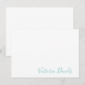 Elegant Aqua Personalised Signature Script Notitiekaartje (Voorkant / Achterkant)