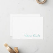 Elegant Aqua Personalised Signature Script Notitiekaartje (Voorkant / Achterkant in situ)