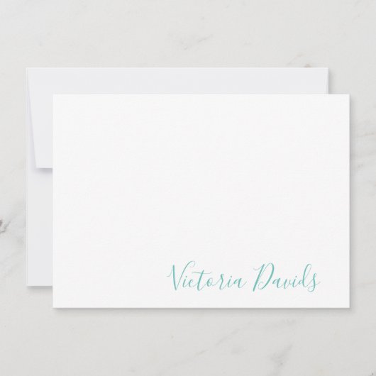 Elegant Aqua Personalised Signature Script Notitiekaartje (Voorkant)