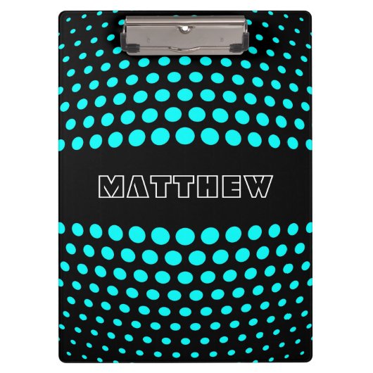 Elegant Aqua Polka Dots Pattern Klembord (Voorkant)