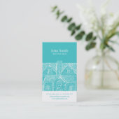Elegant aqua professioneel vastgoedmakelaar visitekaartje (Staand voorkant)