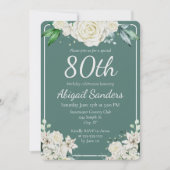 Elegant Aqua Roos Bloemen 80ste Verjaardagsfeest Kaart (Voorkant)