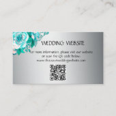 Elegant Aqua Rozen en Silver Wedding Website Informatiekaartje (Voorkant)