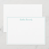 Elegant Aqua Script Border Persoonlijk Notitiekaartje (Voorkant / Achterkant)