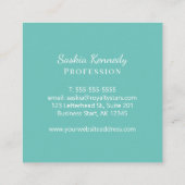 Elegant Aqua Script Professional Monogram Vierkante Visitekaartje (Achterkant)