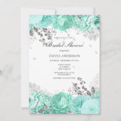 Elegant Aqua Silver Floral Vrijgezellenfeest Kaart (Voorkant)