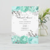 Elegant Aqua Silver Floral Vrijgezellenfeest Kaart (Staand voorkant)
