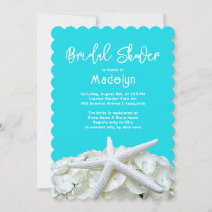 Elegant Aqua Starfish Hydrangea Vrijgezellenfeest Kaart