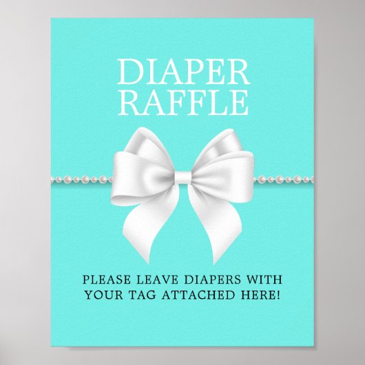 Elegant Aqua Tiffany Baby shower Luier Raffle Poster (Voorkant)