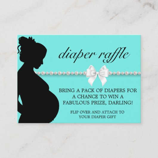 Elegant Aqua Tiffany Luier Raffle Baby shower Informatiekaartje (Voorkant)