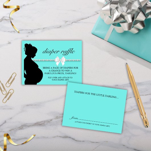 Elegant Aqua Tiffany Luier Raffle Baby shower Informatiekaartje