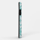 Elegant aqua turquoise over witte damastpatroon Case-Mate iPhone case (Achterkant/rechts)