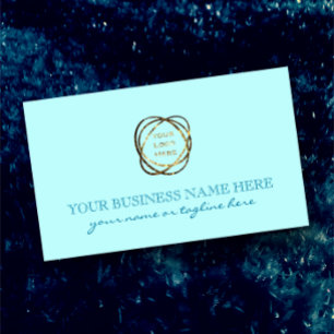 Elegant Aqua Turquoise Toevoegen Business Logo Cus Rechthoekige Sticker
