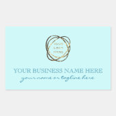 Elegant Aqua Turquoise Toevoegen Business Logo Cus Rechthoekige Sticker (Voorkant)