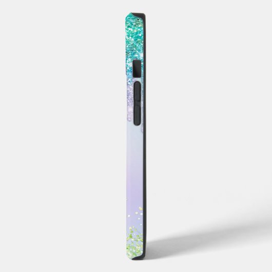 Elegant aqua Unicorn Glitter Driemonogram Case-Mate iPhone Case (Achterkant / Links)