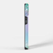 Elegant aqua Unicorn Glitter Driemonogram iPhone Hoesje (Rechterkant)