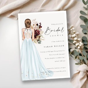 Elegant Aqua Wedding Gown Vrijgezellenfeest Invite Bedankkaart