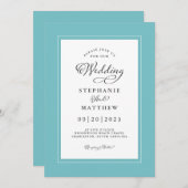 Elegant Aqua & White Modern Chic Borders Kaart (Voorkant / Achterkant)
