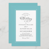 Elegant Aqua & White Wedding Chic Calligraphy Kaart (Voorkant / Achterkant)