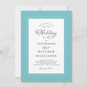 Elegant Aqua & White Wedding Modern Calligrafie Kaart (Voorkant)