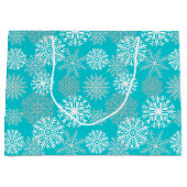 Elegant Aqua White Winter Snowflake Kerstmis Groot Cadeauzakje (Voorkant)