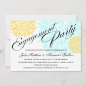 Elegant Aqua Yellow Floral Burst Engagement Party Kaart (Voorkant)