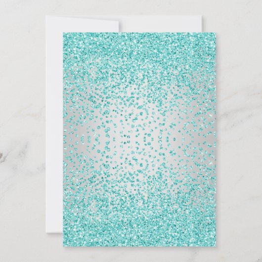ELEGANT AQUA ZILVER GLITTERENDE BLoemen BRUILOFT Kaart (Achterkant)