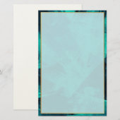 Elegant Aquamarine and Gold Briefpapier (Voorkant / Achterkant)