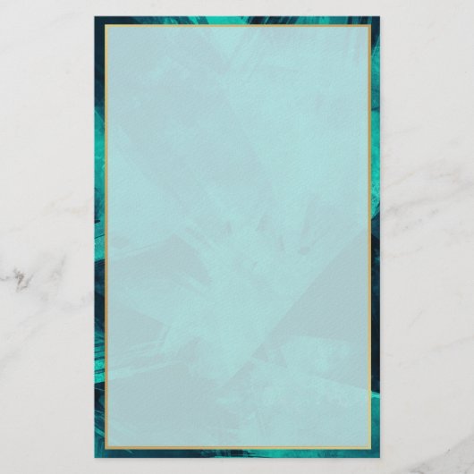Elegant Aquamarine and Gold Briefpapier (Voorkant)