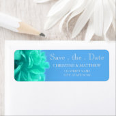 Elegant Aquamarine Blue Floral sla de datum op Etiket (Insitu)