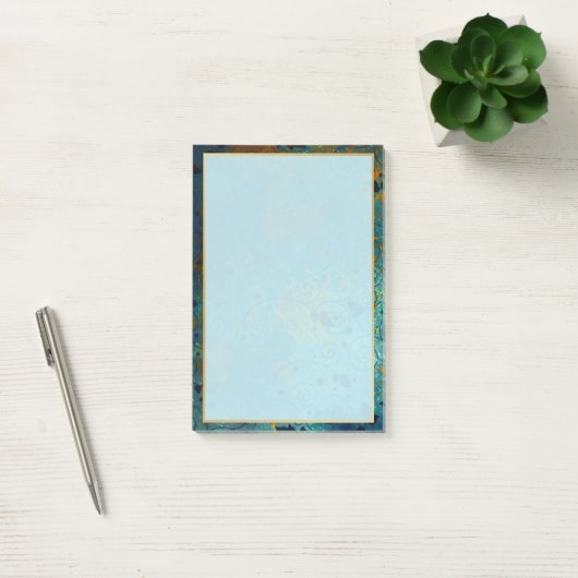 Elegant Aquamarine en Gold Post-it® Notes (Kantoor)