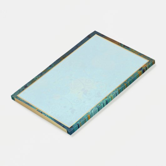 Elegant Aquamarine en Gold Post-it® Notes (Schuin)