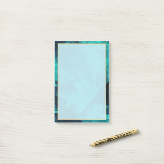 Elegant Aquamarine en Gold Post-it® Notes (Op bureau)
