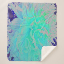 Elegant Aquamarine Green en Blue Dahlia Flower Sherpa Deken
