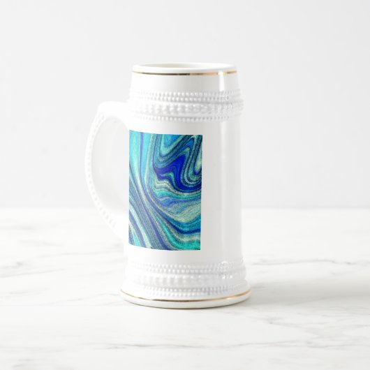 Elegant Aquamarine Paua Rainbow Shell geïnspireerd Bierpul (Voorkant links)