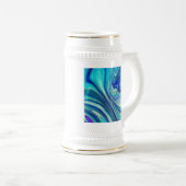 Elegant Aquamarine Paua Rainbow Shell geïnspireerd Bierpul (Voorkant rechts)