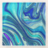 Elegant Aquamarine Paua Rainbow Shell geïnspireerd Glazen Onderzetter (Voorkant)