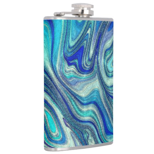 Elegant Aquamarine Paua Rainbow Shell geïnspireerd Heupfles (Rechts)