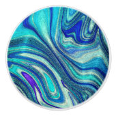 Elegant Aquamarine Paua Rainbow Shell geïnspireerd Keramische Knop (Voorkant)