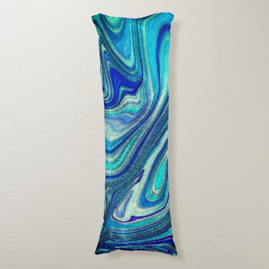 Elegant Aquamarine Paua Rainbow Shell geïnspireerd Lichaamskussen (Voorkant Verticaal)