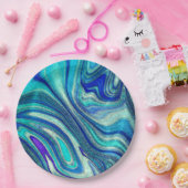 Elegant Aquamarine Paua Rainbow Shell geïnspireerd Papieren Bordje (Feest)