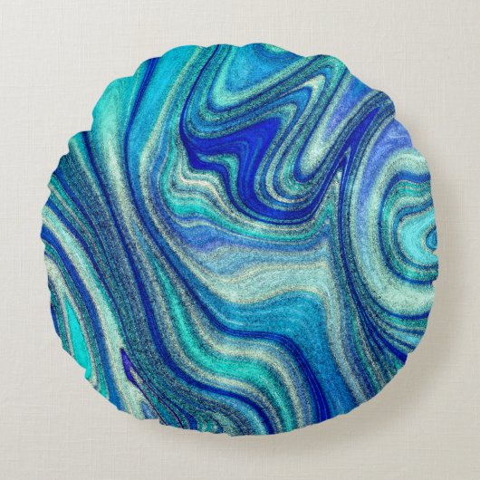Elegant Aquamarine Paua Rainbow Shell geïnspireerd Rond Kussen (Voorkant)