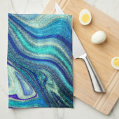 Elegant Aquamarine Paua Rainbow Shell geïnspireerd Theedoek (Quarter Fold)