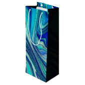 Elegant Aquamarine Paua Rainbow Shell geïnspireerd Wijn Cadeautas (Achterkant Gekanteld)