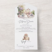 Elegant aquarel Tuin Oefendiner All In One Uitnodiging (Binnen)