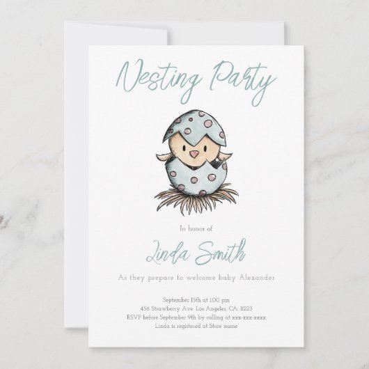 Elegant Aquarel Vogel Broed Partij Kaart (Voorkant)