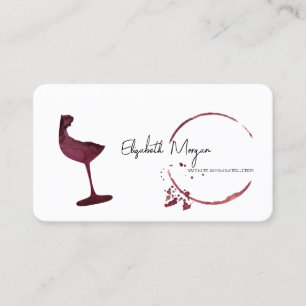 Elegant Aquarel Wijnvlek Wijnglas Visitekaartje