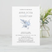 *~* Elegant AR15 WEDDING Blue Floral Roos RSVP + Kaart (Staand voorkant)