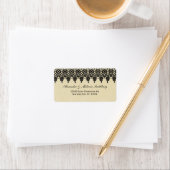 Elegant arabesque black lace address label (Insitu)
